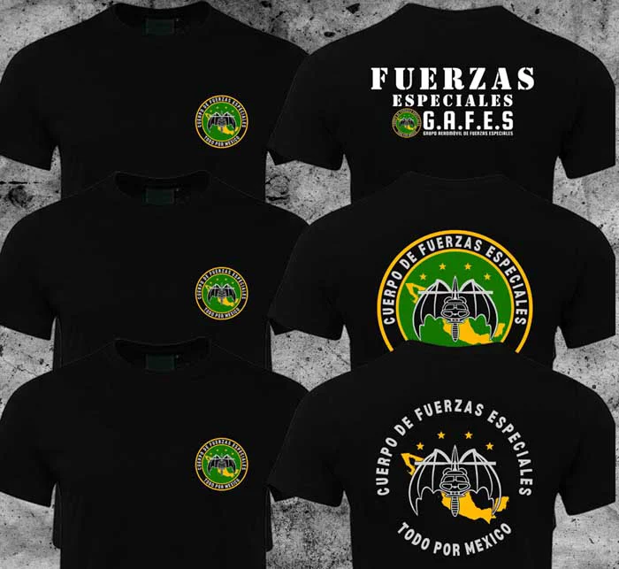 Mexico GAFEs Fuerzas Especiales Special Force Ops Army Military Black T-shirt