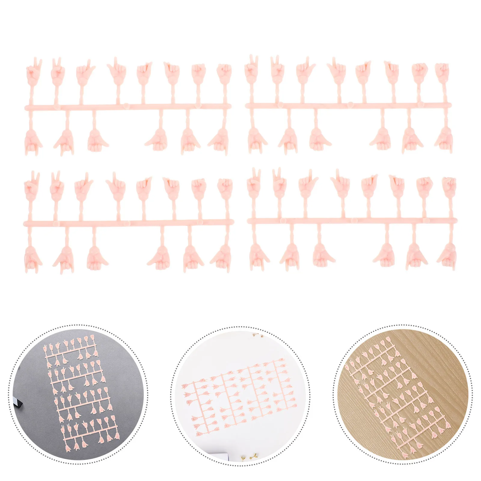 4Sets Mini Handen Kleine Onderdelen Realistische Plastic Hand Props voor Marionet Maken DIY Miniatuur Hand Vervangingen Nep Handen
