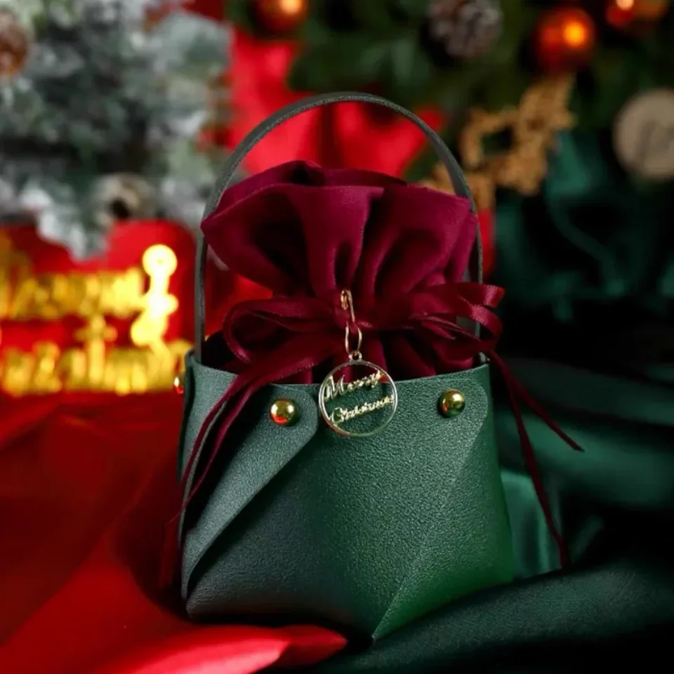 10/20/30 Stück Weihnachts-PU-Leder-Apfeltasche, Geschenktasche, Samtbeutel, Weihnachts-Süßigkeiten-Geschenkhandtasche, Frucht-Geschenkbox – Detail 8