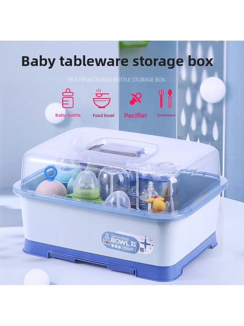 Large Size Dustproof Baby Bottle Storage Box with Lid Drainage Shelf Supplementary Food Storage Container European Style Stai...