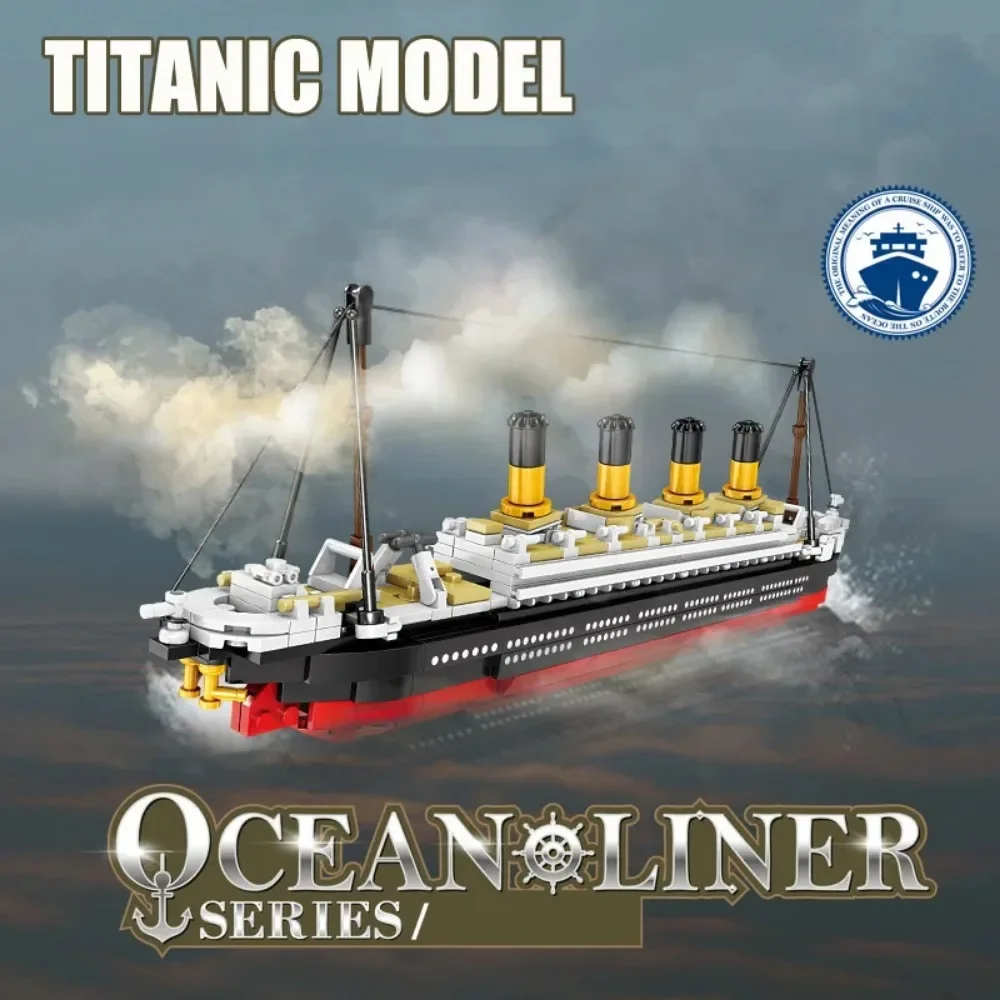 Titanic Model Boat Creative Luxury Cruise Ship Liner Vessel Building Blocks DIY 3D Model Bricks Toys for Children Gifts