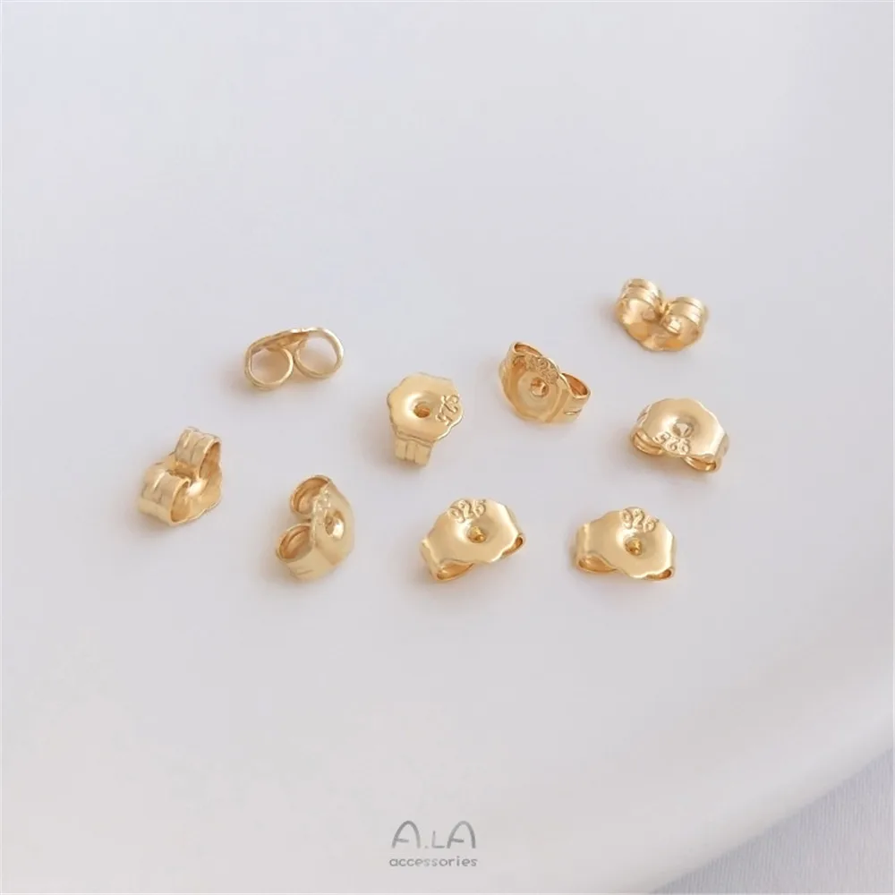 Tapones para los oídos de mariposa con sello de acero 925, cubierta de cobre de 14K, tapones para los oídos que preservan el color oro real, accesorios para pendientes DIY hechos a mano