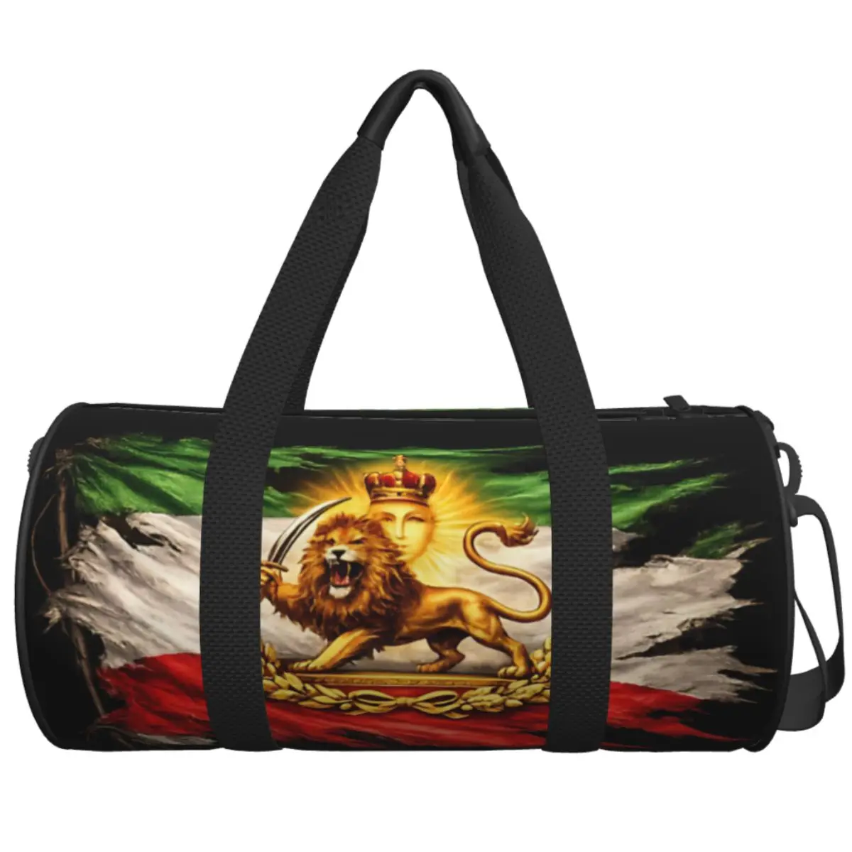 

Дорожная сумка с флагом Ирана, эмблемой льва и солнца, спортивная сумка большой вместимости, портативная мужская сумка с рисунком, спортивная сумка для тренировок и фитнеса