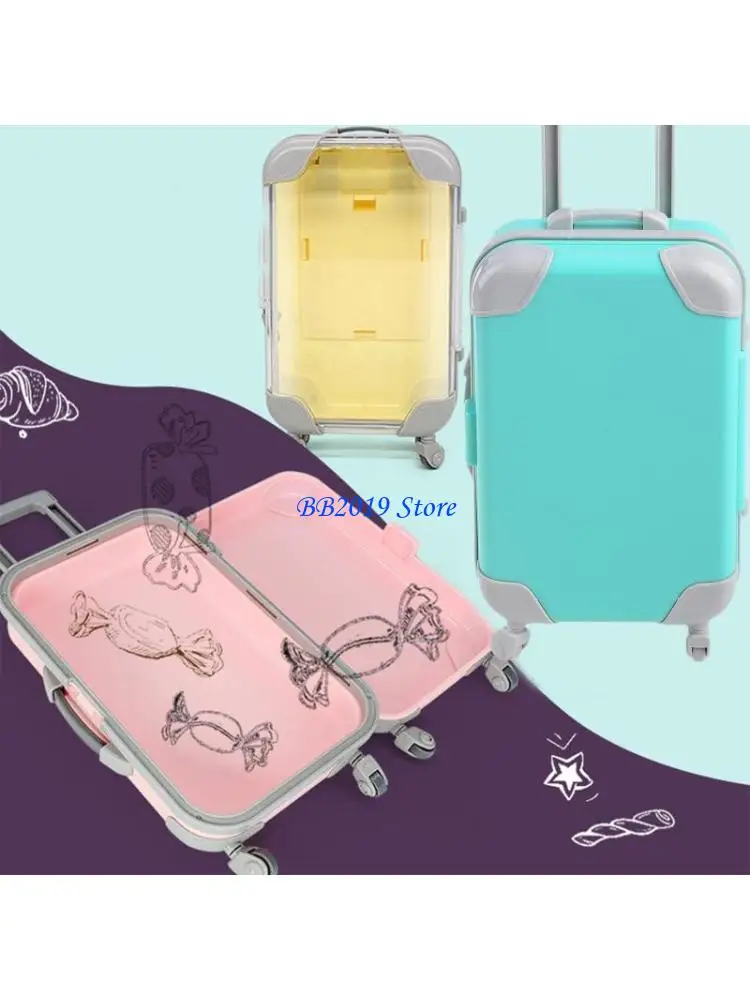 

Q0KB Мини-тележка Ложные куклы Дорожный чемодан Упаковка для чехла Упаковочная коробка для ресниц Моделирование Коробка для