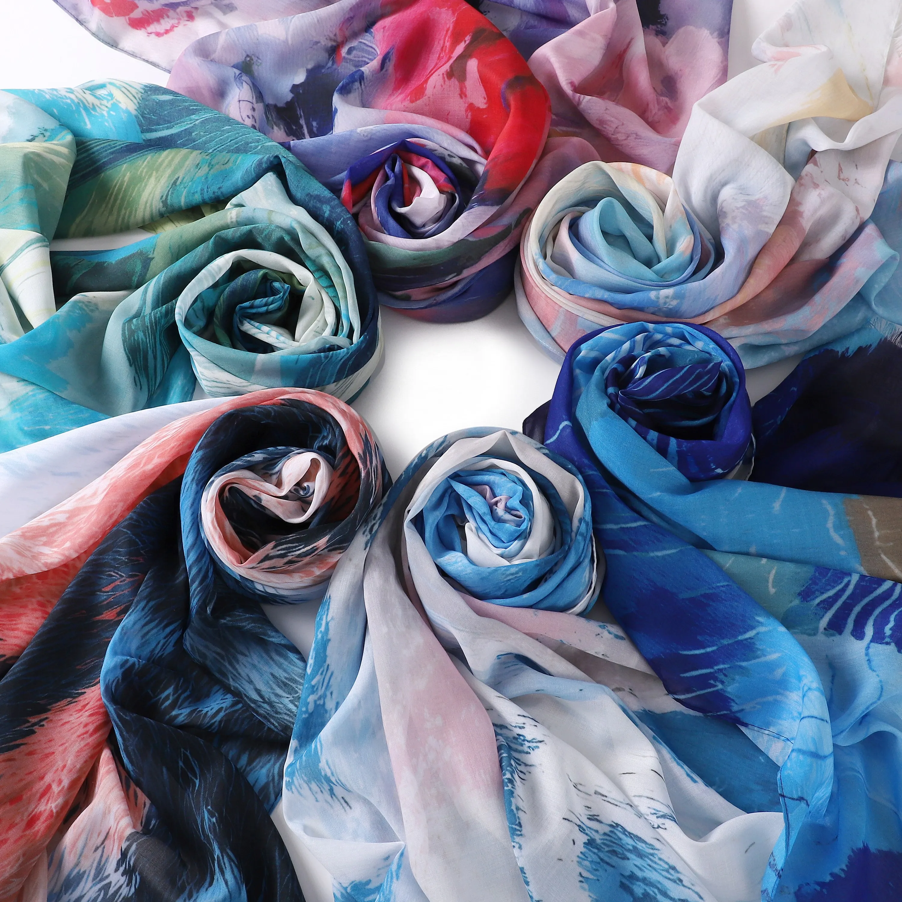 

High Quality Tie Dye Hijab Long Scarf Women Colorful Soft Shawl Muslim Scarves Light Weight Summer Malaysia Plain Head Wraps