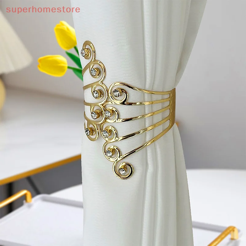 2pcs Curtain Tie Backs, Sparkling Rhinestone Curtain Holdbacks, Curtain Holder Buckle, Modern Design Curtain Drapes Clips