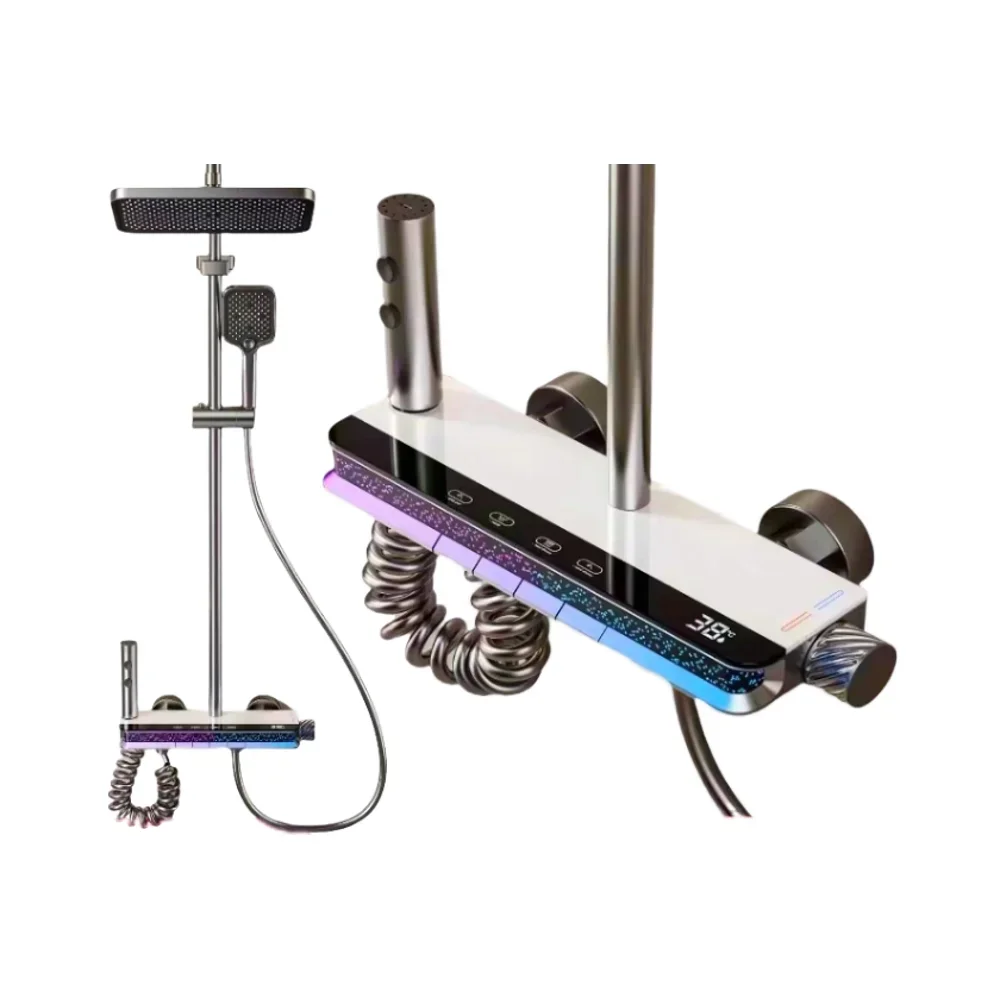Intelligent Digital Display Four-function Shower Constant Temperature Suit Bathroom Booster Shower Set