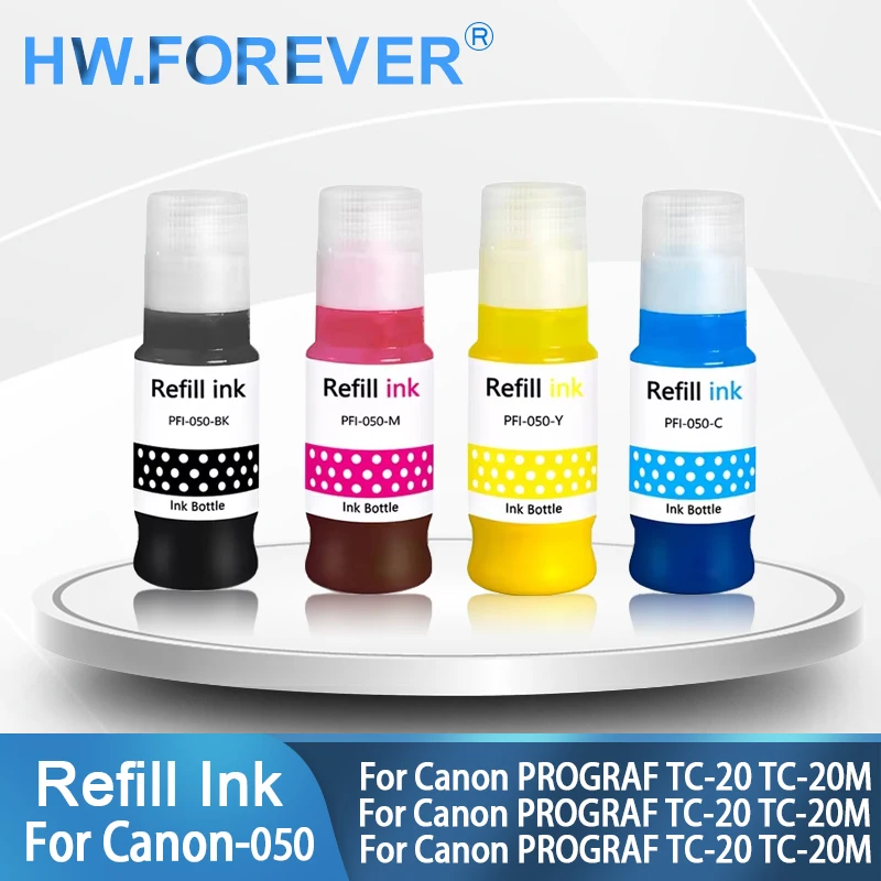 For Canon 050 PFI 050 Refill Ink Kit For Canon imagePROGRAF TC-20 TC-20M Printer With Pigment Ink Vivid Color Ink Refill Kit