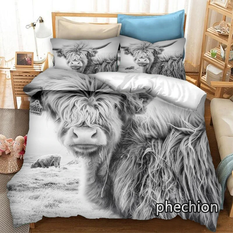 phechion Animal Yak 3D Print Bedding Set Duvet Covers Pillowcases One Piece Comforter Bedding Sets Bedclothes Bed K347