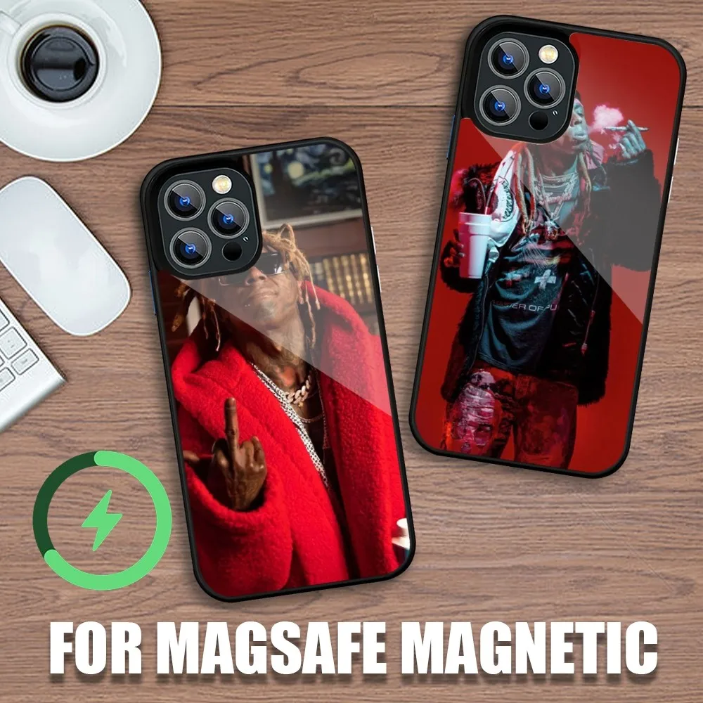 Rapper l-lil w-wayne caso de telefone para iphone 11 12 13 14 15 plus pro max carregamento magsafe magnético sem fio capa