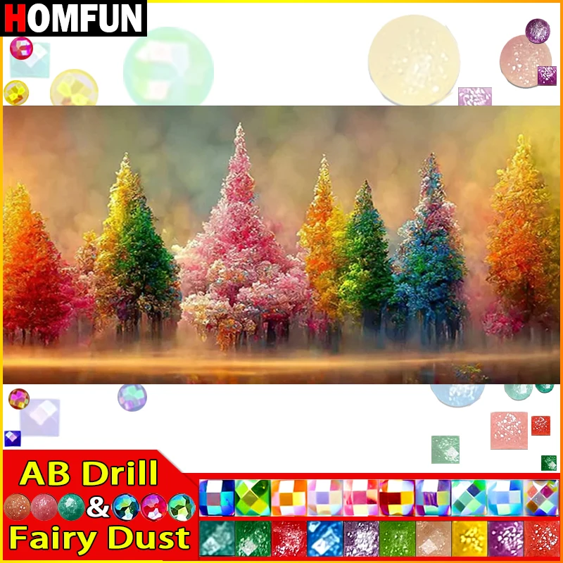 HOMFUN Fairy Dust AB Diamond Embroidery DIY Diamond Painting Kit 