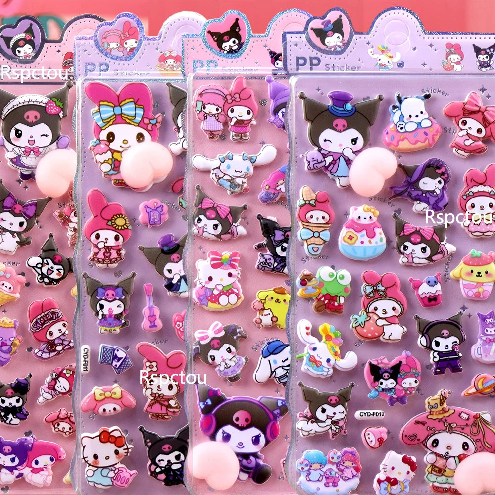 

4pcs Cartoon Sanrio Soft Butt Stickers Cute Kuromi Cinnamoroll Melody 3D Relief Sticker DIY Notebook Laptop Stress Relief Decals