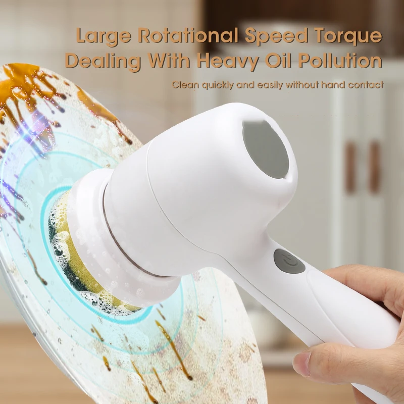 فرشاة تنظيف كهربائية ، فرشاة تنظيف كهربائية أوتوماتيكية لاسلكية قابلة للشحن USB ، فرش تنظيف بلاط حوض الاستحمام والمطبخ