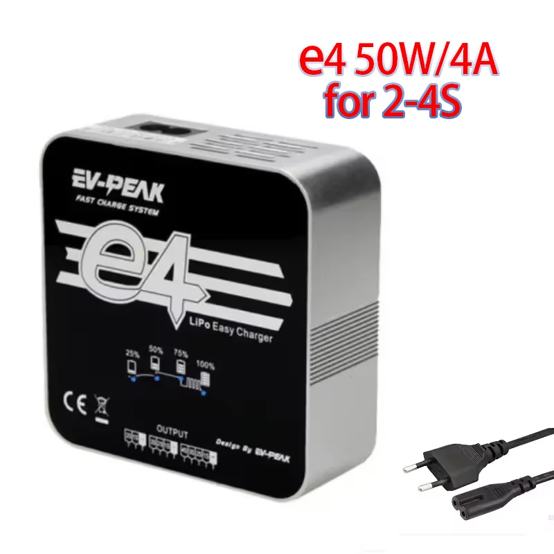 

EV-Peak E4 50W 4A AC Input voltage 100V-240V Fast Balance Charger for 2S-4S LiPo Battery For RC Helicopter Part