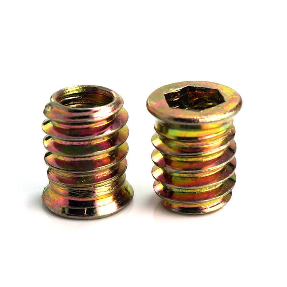 Hex Socket Drive Wood Furniture Embedded Nut M6 M8 M10 Color Zinc Plated Internal & External Tooth Threaded Insert Fastener Nut