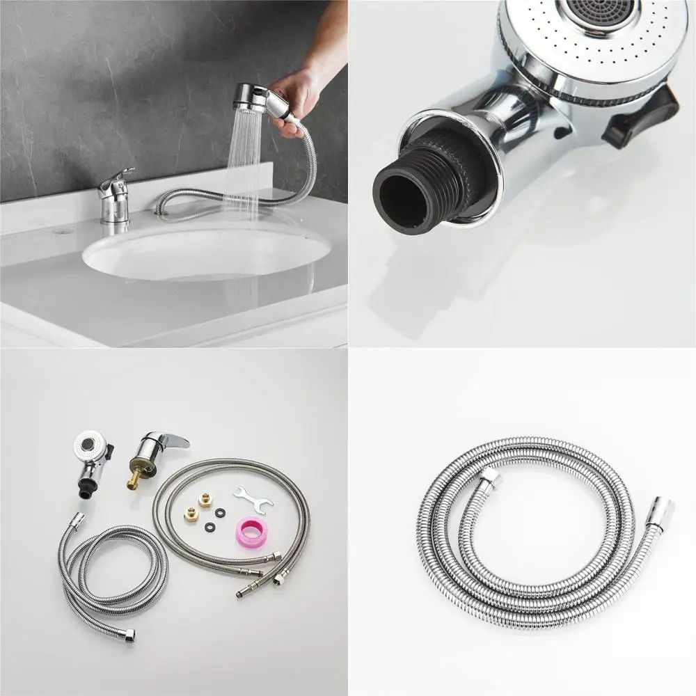 

Chrome-Plated Shampoo Bowl with Faucet, Hose, and Shower Spray for Salon Sinks