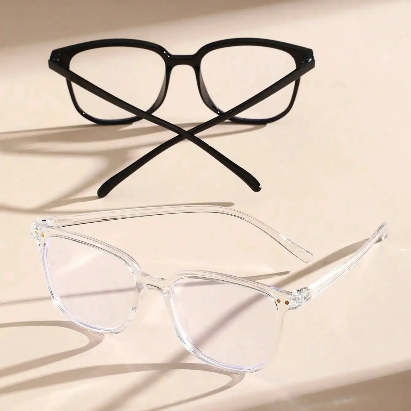 2pcs Women Men Classic Square Frame Glasses School Eyewear For Daily Life Clothing Accessories