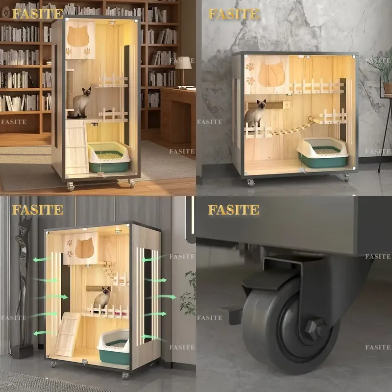 For Smart Cat Litter Box Oversized Luxury Cat Villa House Indoor Furniture Cage with Spacious Design for Large Cats