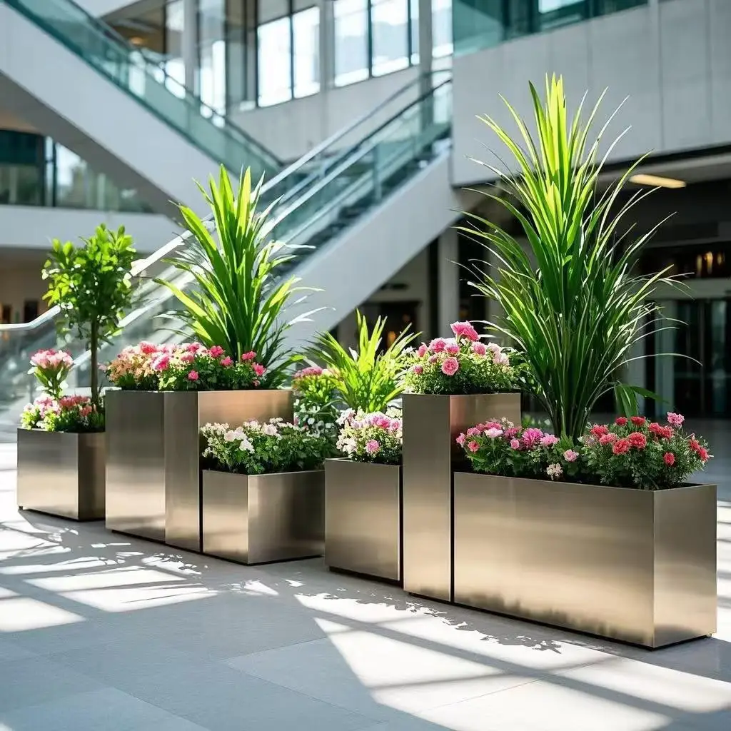 Factory Customized High Quality Large Metal Flower Box Stainless Steel Flower Box