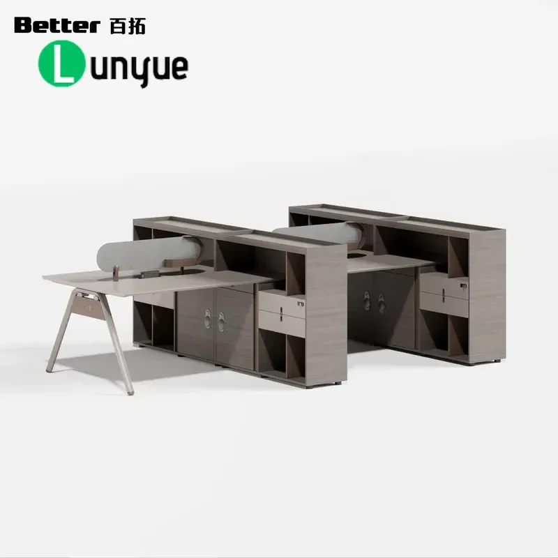 Modular Durable Wooden Staff Desk for 4 6 Person Office Employee Workspace Small Furniture
