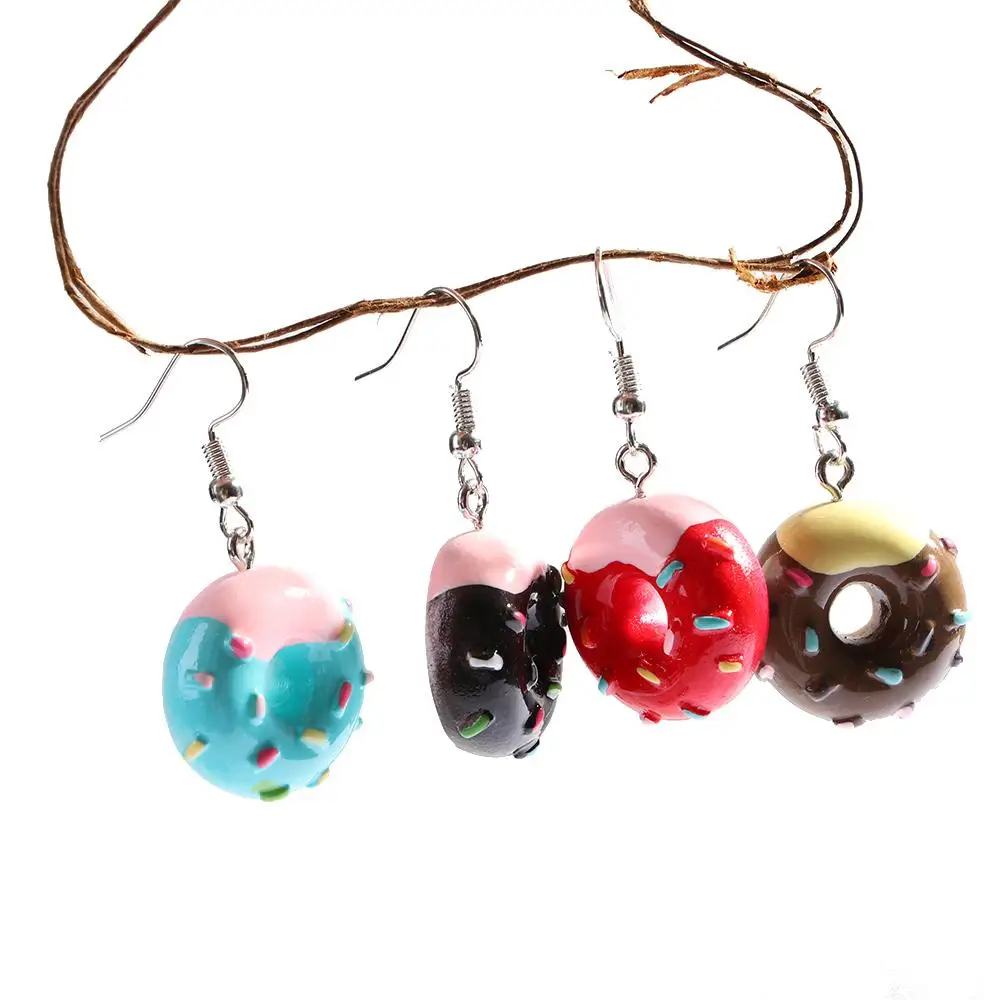 Unique Earring Hamburg Milk Donuts Lovely Cake Cute Fashion Cartoon Personality Party Food Earrings Girl Jewelry