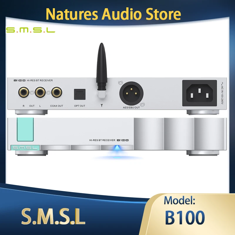 SMSL B100 Hi-res Bluetooth5.1 Receiver BT Converter AK4493S DAC Chip Support UAT/LDAC/APTX/HD/SBC/AAC