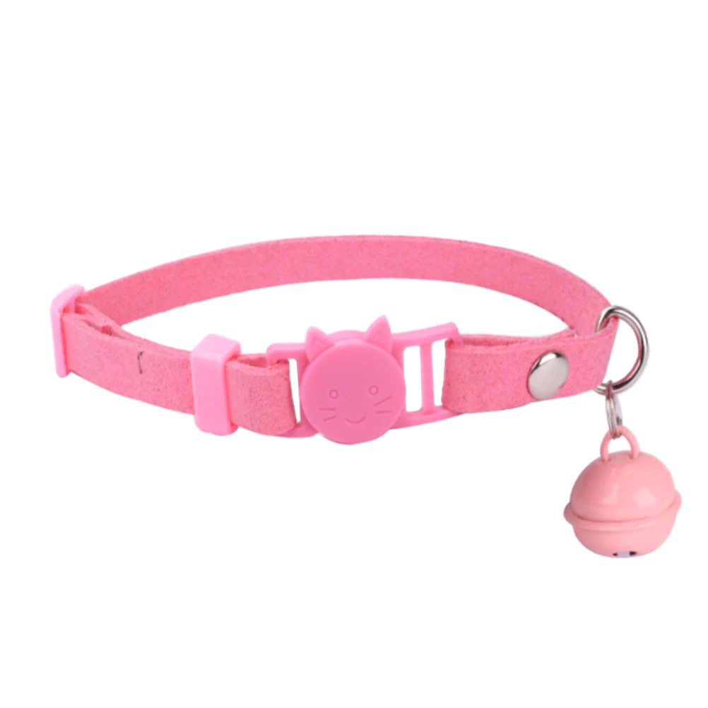 

Micro Fiber Cat Collar Sweet Color Adjustable with Bell for Puppy Comfortable Pet Walking-collar Fashion Durable