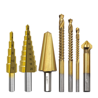 7Pcs High Quality Umbrella Chamfer Drill Straight Groove HSS Step Drill Drilling Tools Set Wood Metal Hole Taper Drill Bits