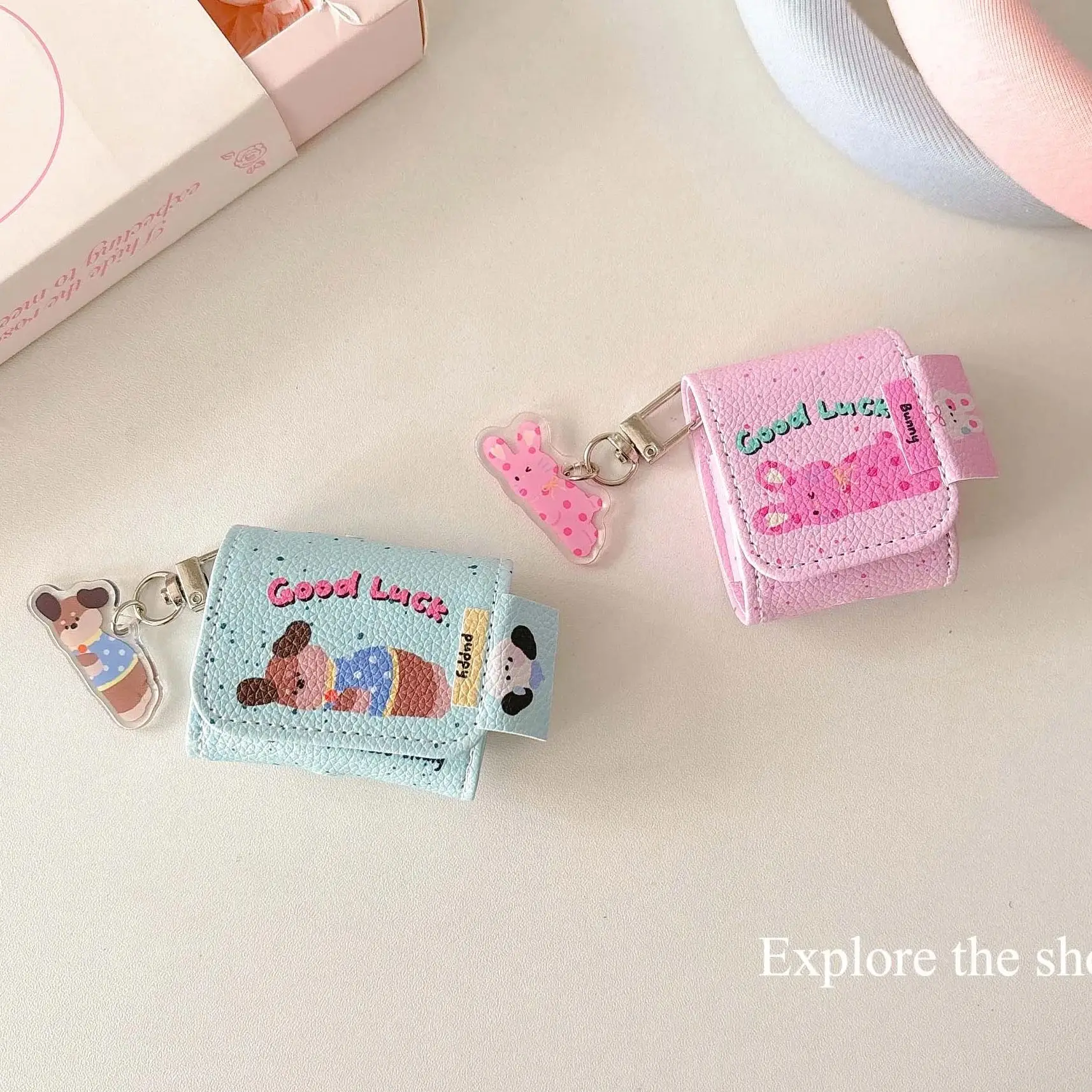 애플 에어팟 무선 핑크 토끼 가죽 커버, 헤드셋 케이스 충전 박스, 에어팟 3 프로, 2 프로, 여름 민트 그린