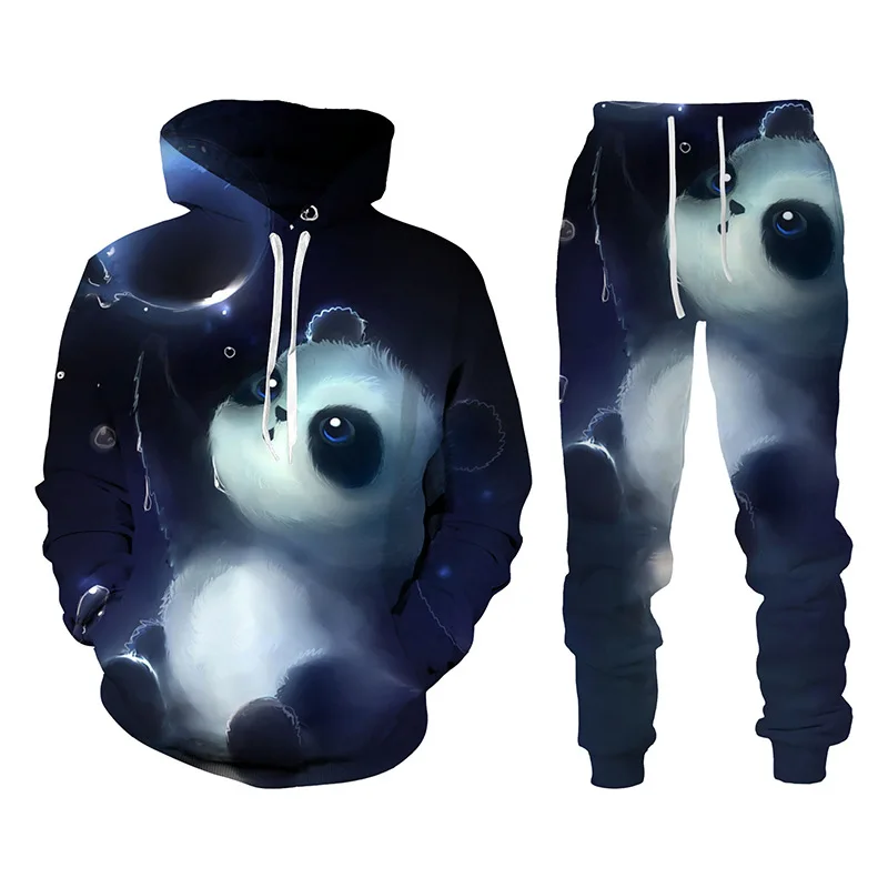 Autumn Animal Cute Panda 3D Printed Hoodie Suit Men Sweatshirts Sweatpants Casual Fashion Two Piece Tracksuit Set Man Clothing