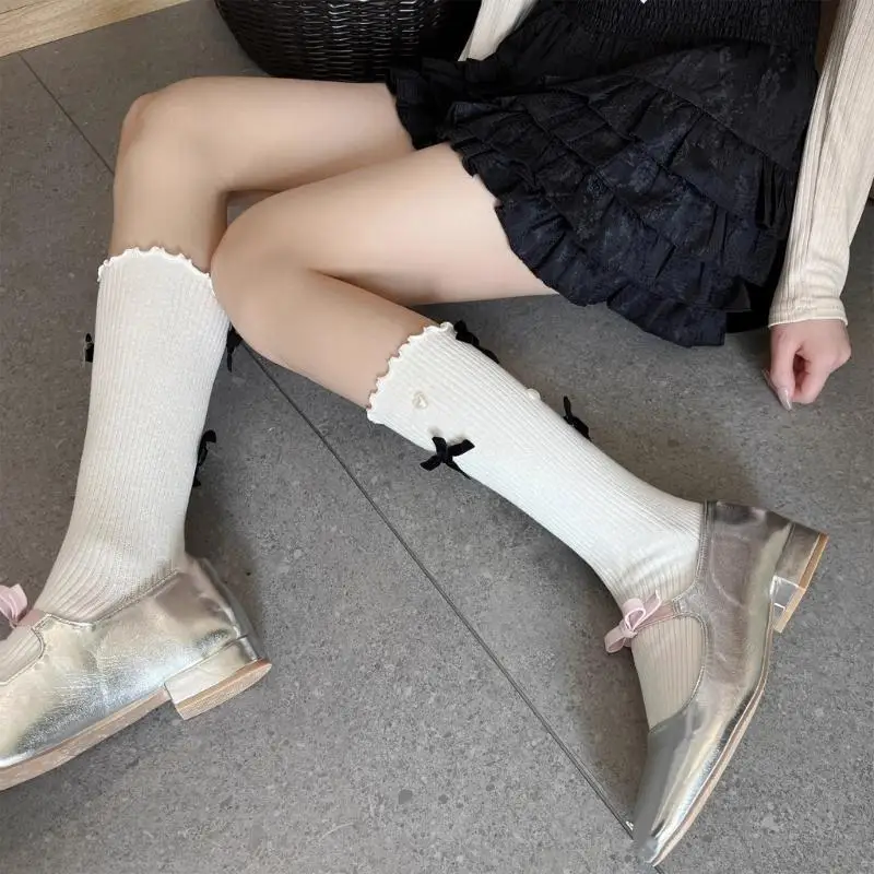 

195E Ballets Bowknot Socks JK Uniform Loose Socks Ruffle Frilly Ankle Sock
