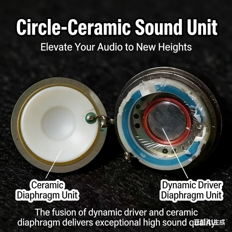 Słuchawki XSL T09 z płaską główką, metalowe, z ceramicznym dynamicznym przetwornikiem, złącze MMCX, jakość dźwięku HIFI — zdjęcie produktu 3
