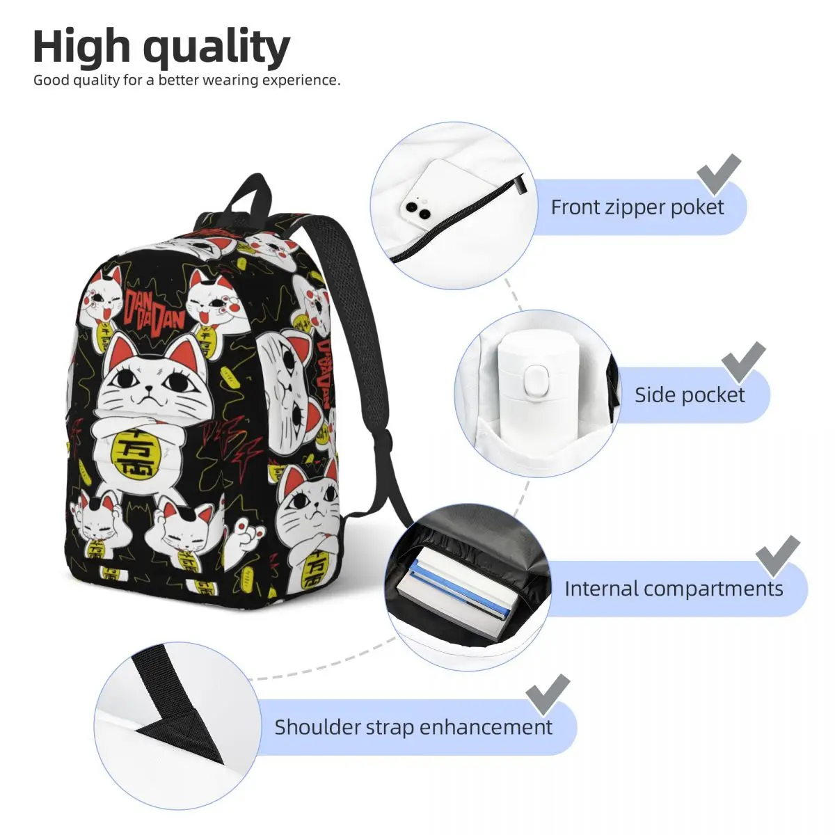 حقيبة ظهر Dandadan Lucky Turbo Granny الرائعة للطلاب في الهواء الطلق والمشي لمسافات طويلة والسفر اليابان أنيمي Daypack للرجال والنساء حقائب الكمبيوتر المحمول من القماش