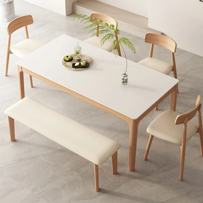 

modern white dining table rectangle simple cream style dining table with 6 chairs table home de salle à manger kitchen furniture