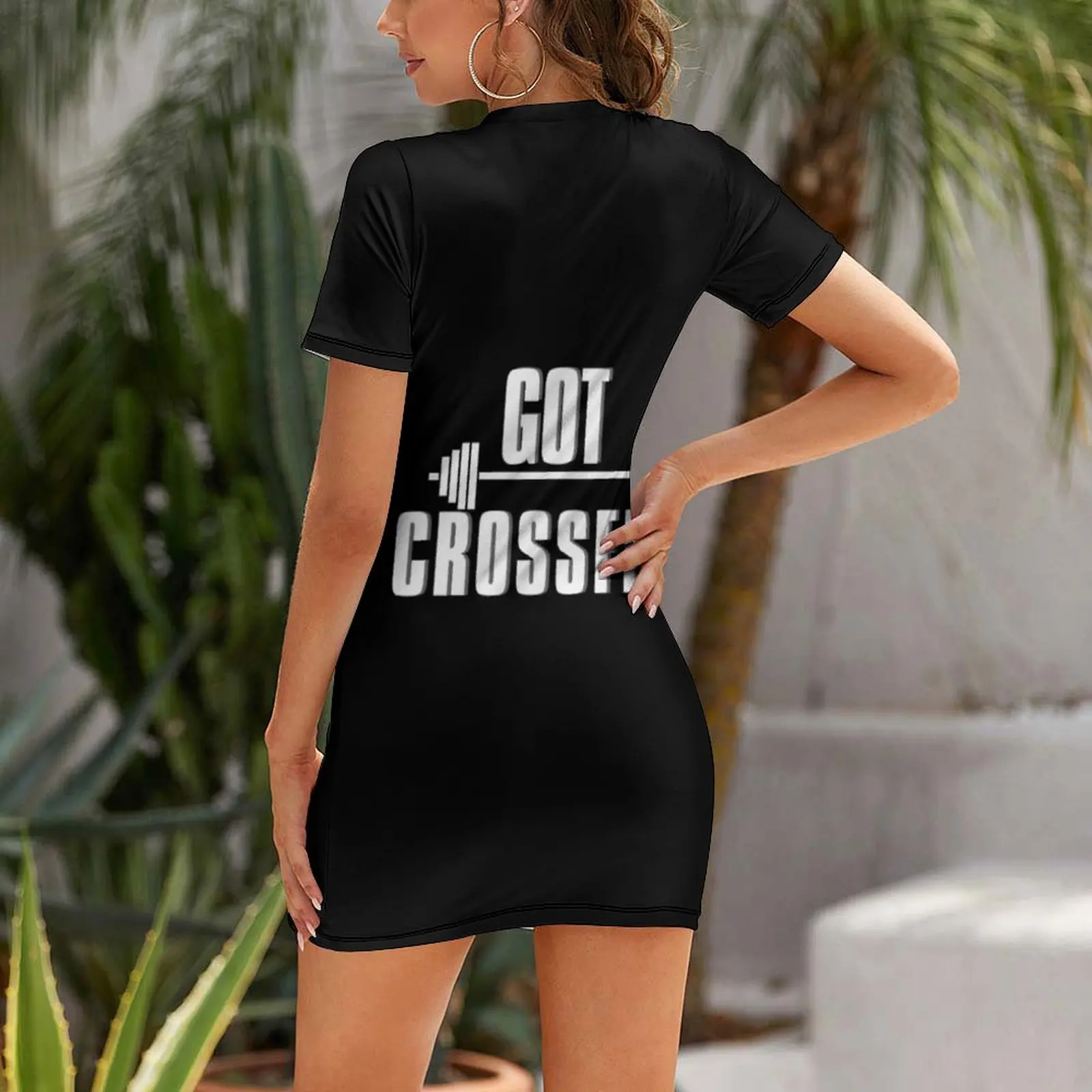 حصلت على تي شيرت كلاسيكي من CrossFit فستان بأكمام قصيرة فستان مثير على الطراز الكوري صيفي طويل للسيدات