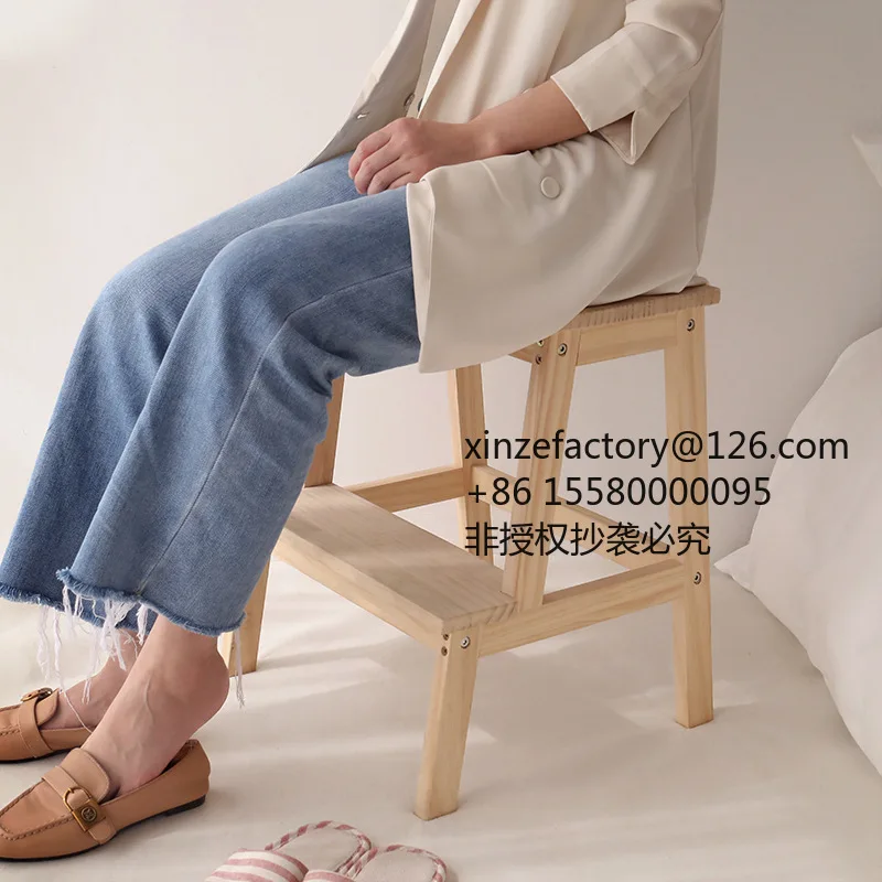 Factory Direct 2026 Top RatedSolid wood multi-functional footstool Double-layer step stool Small stair footstool Household shoe