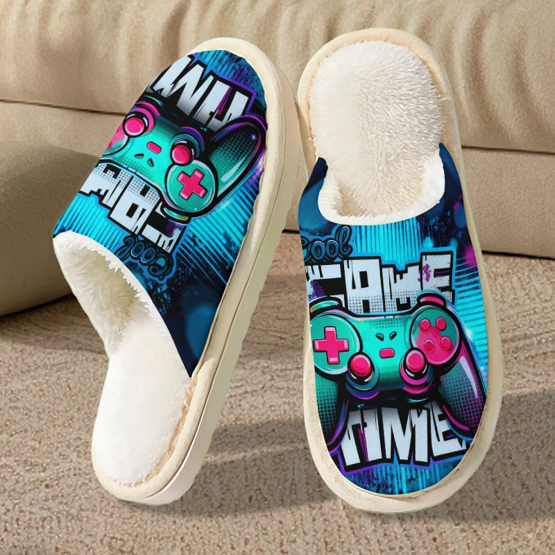 

Зимние женские домашние тапочки-слайды с мультяшным принтом, роскошные дизайнерские, повседневные, для дома, на мягкой подошве, модные, с пушистым мехом