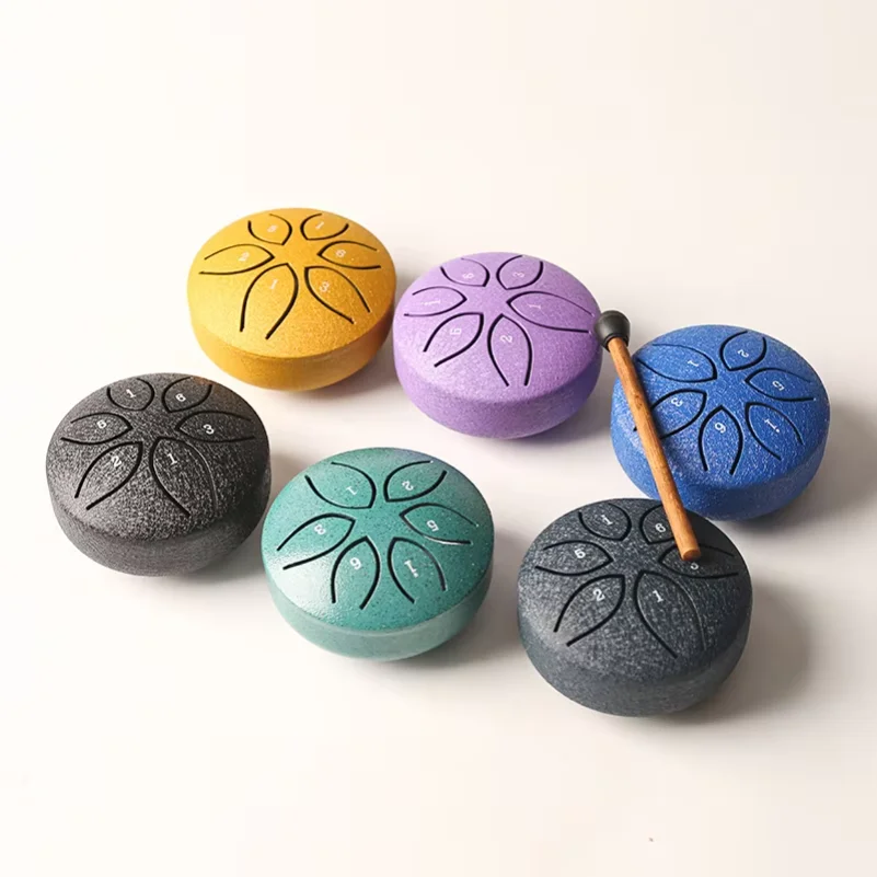 Steel Tongue Drum Portable Rain Drum Hand Pan Drum Percussion Musical Instruments 3 Inch 6 Notes For Yoga Meditation Musical Toy