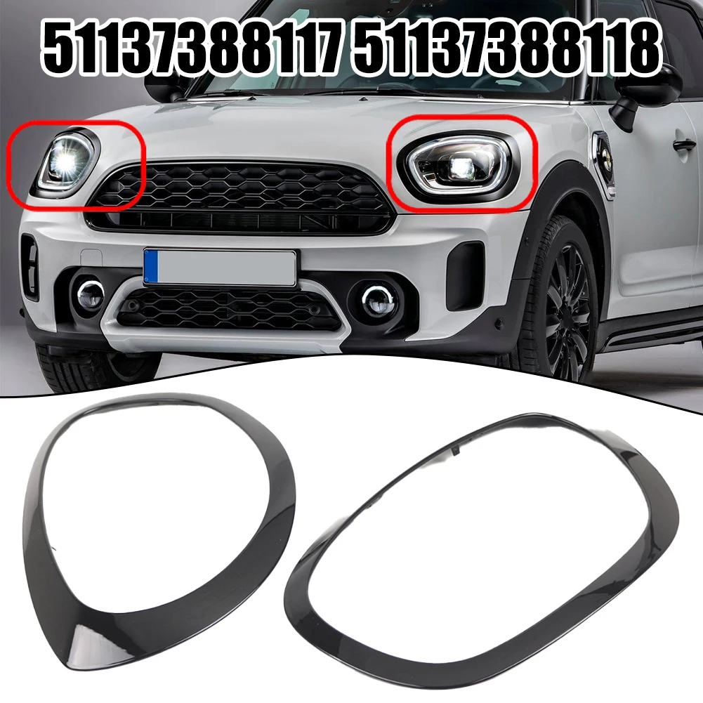 Headlight Bezel Ring Trim For Mini For Countryman For F60 F61 2017-2023 Car Lamp Frame Cover Replacement Parts Black ABS