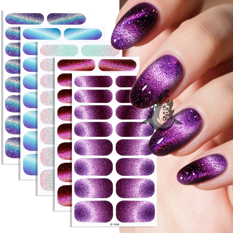 MEBIS 16 Tips Gold Stickers Nail Decor Decoration Nails Stickers Set Sliders for Nails Manicure Design Nail Accessories Manicure