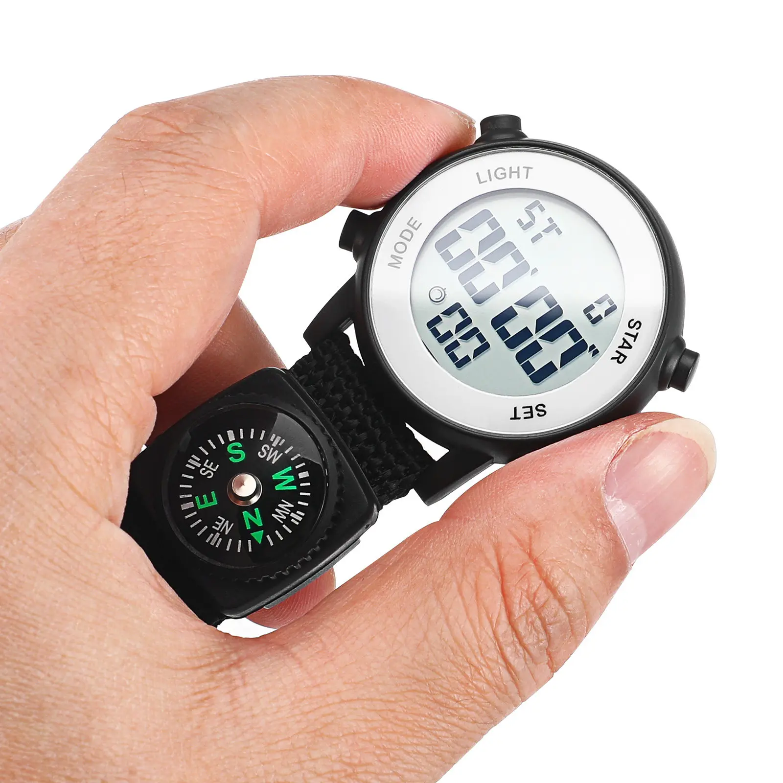 Multipurpose Electronic Pocket Watch with Carabiner Clip for Outdoor Hiking Camping Backpacking Running Mountain Climbing