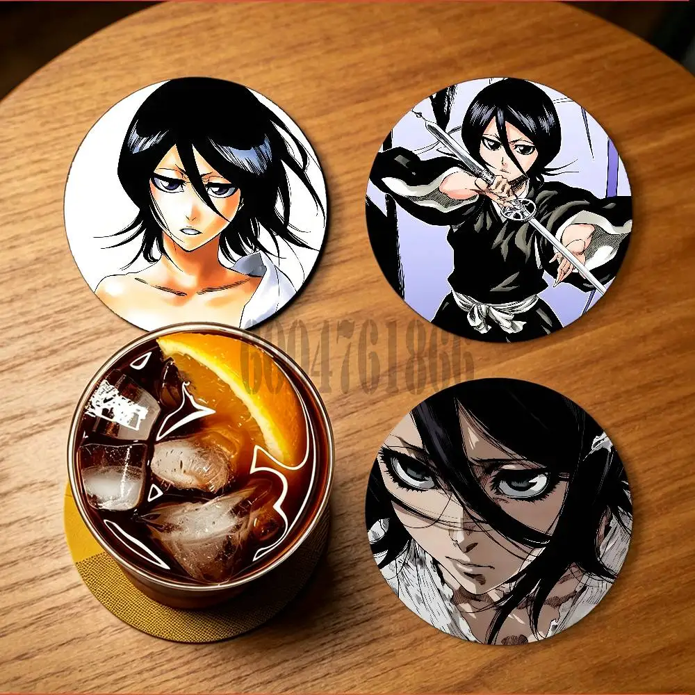 R-Rukia bleach B-BLEACH Wooden Cup Mat Cappuccino Vodka Juice Water Coaster for Flower Shop