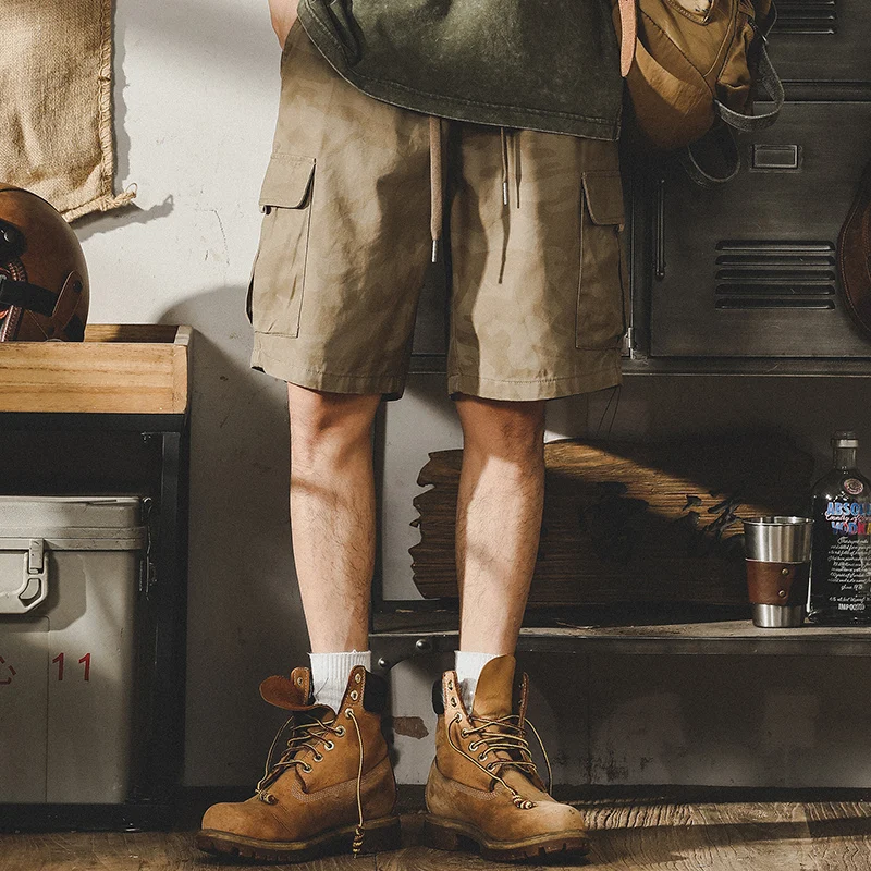 

Американская рабочая одежда orts, мужские летние свободные камуфляжные брюки с пятью точками, уличные функциональные повседневные брюки со средней талией