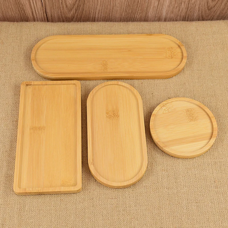 Wooden Tray Countertop Bottle Organizer Holder Round Square Oval Candles Jewelry Storage Plate Tray Bathroom Kitchen Accessories