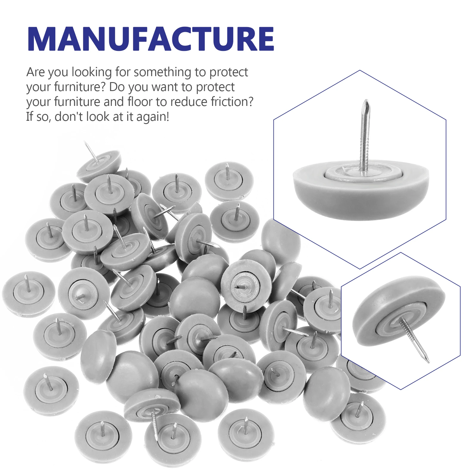 

50Pcs Floor Protector Glide Furniture Pads Nail-on Slider for Chair Table Legs Anti-Skid Moisture-Proof Protection Home Use
