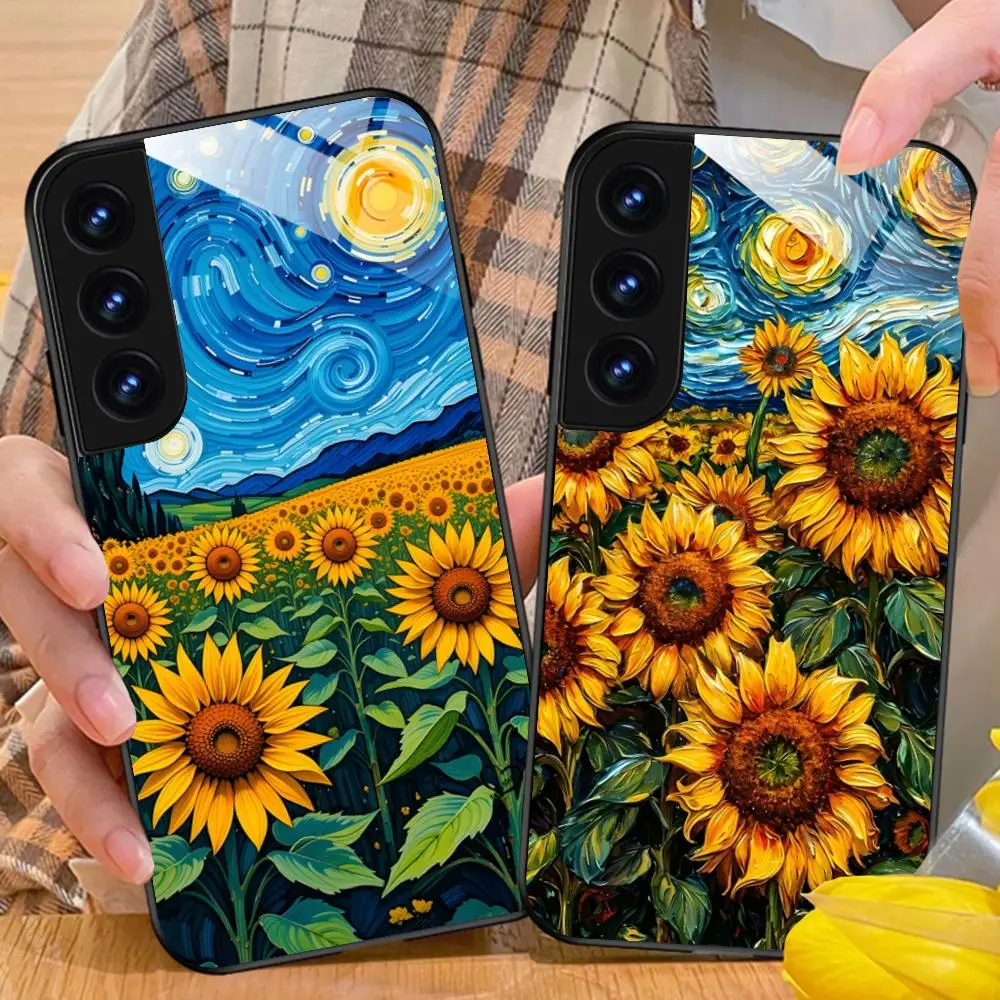 

Sunflowers Art Phone Case for Samsung Galaxy A56 55 54 53 52 51 36 35 34 23 16 15 5G Glass Protective Cover