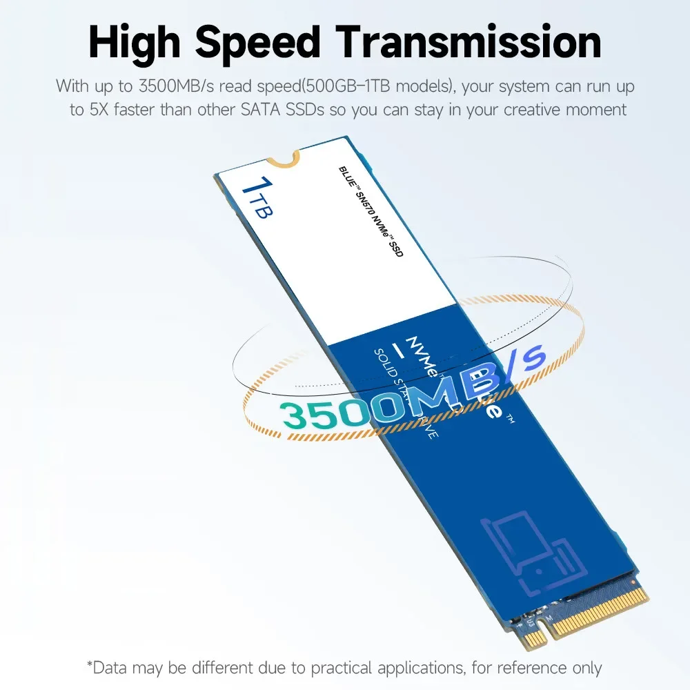 2024 New Blue SN570 NVMe 2TB 1TB 500GB 250GB SSD PCIe3.0*4 M.2 2280 Internal Solid State Drive For Laptops PC