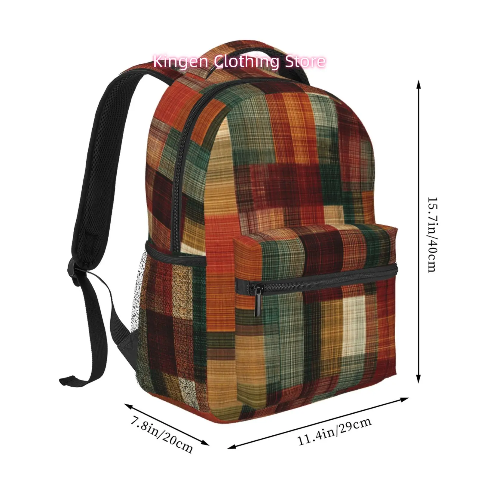 Vintage Plaid Patchwork Print Travel Hiking Backpacks, Ideal for Ipads And Laptops, Comfortable And Lightweight, Suitable for Be