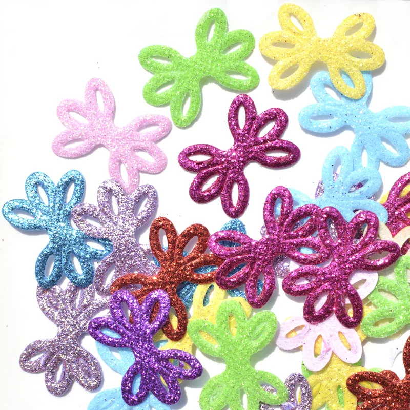 40Pcs 24*33mm Mixed Glitter Fabric Patches Bowknot Felt Applique for Craft/Clothes DIY Scrapbooking Accessories