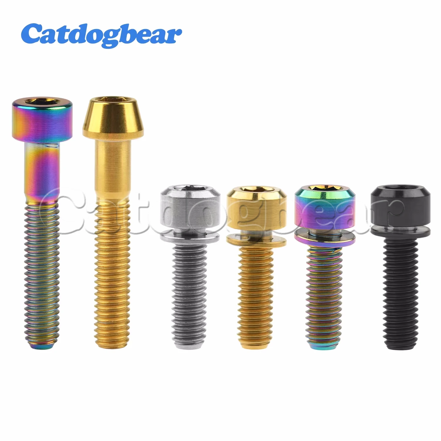 Catdogbear Titanium 1Pcs M6x35mm Taper  Screw/Square Screw & 6Pcs M6x16 18 20 25 35mm Bolt with Washers for Bike Parts Fasteners